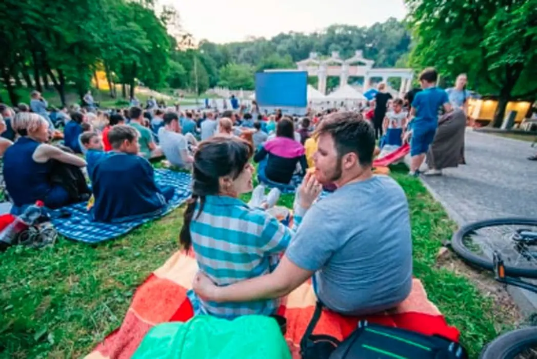 Outdoor movie night in Solvang Park